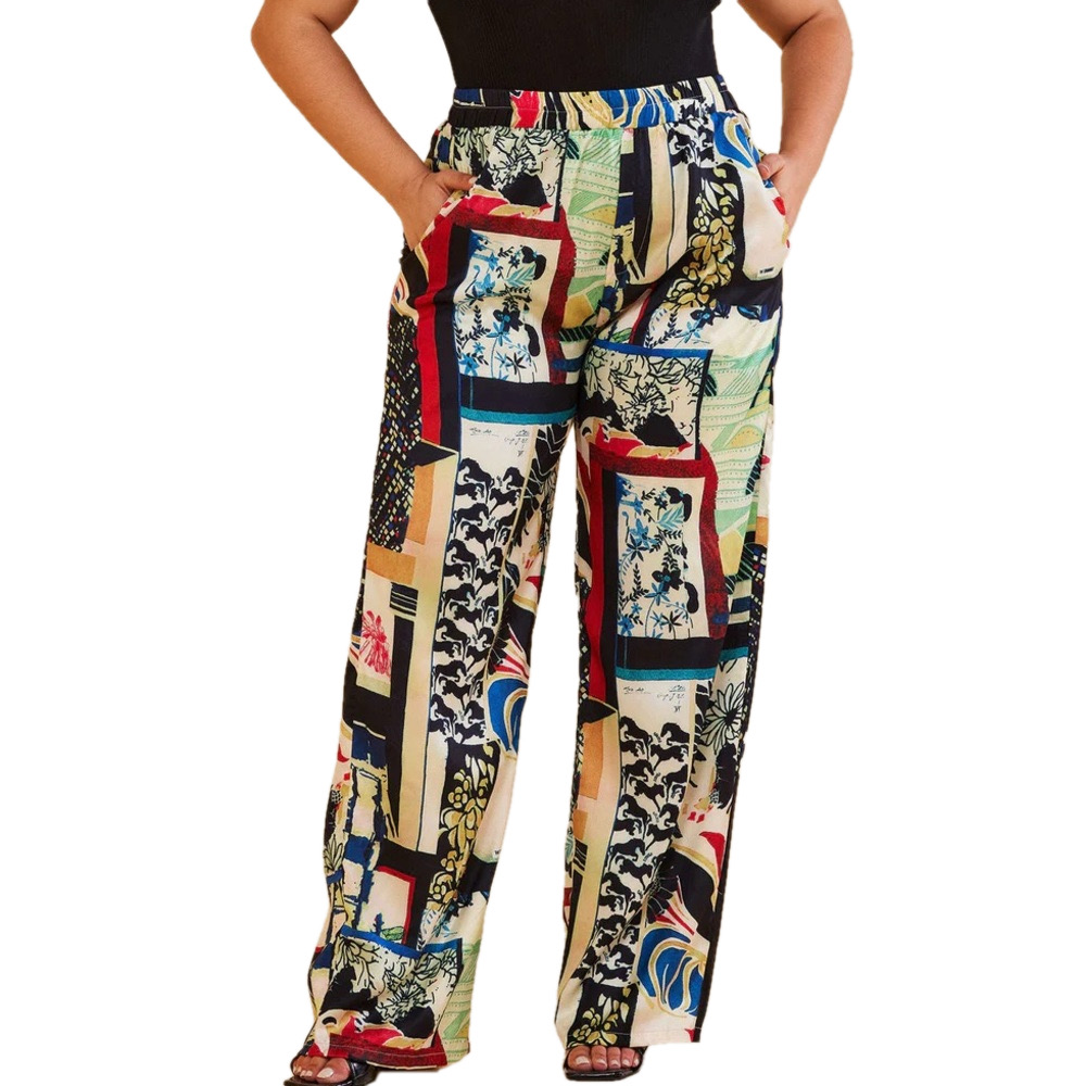 MICAS Women’s Multicolor Floral High waisted Palazzo pants size Medium NWT